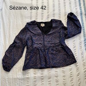 Sézane Leopard Print Blouse - size XL